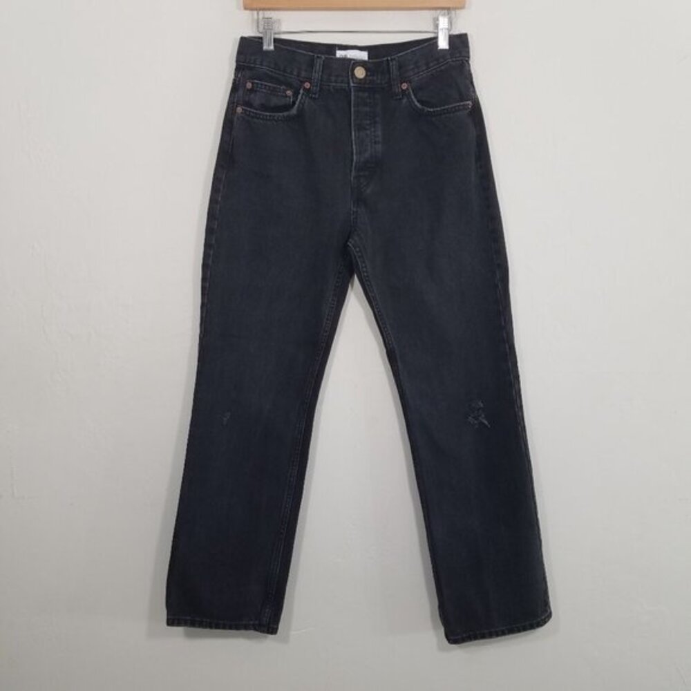 Zara High Rise Straight Jeans Black Size 4